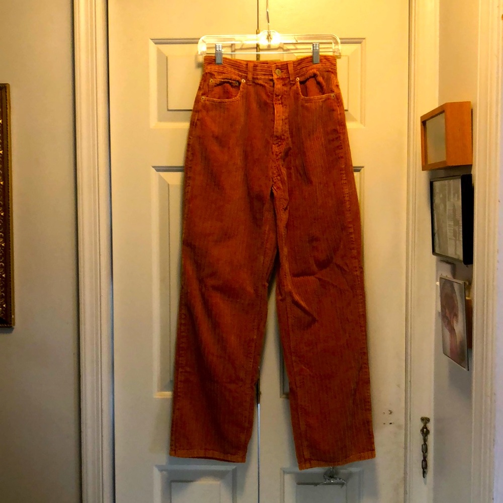 Retro High-and-Wide Burnt Orange Corduroy Jean Size 27